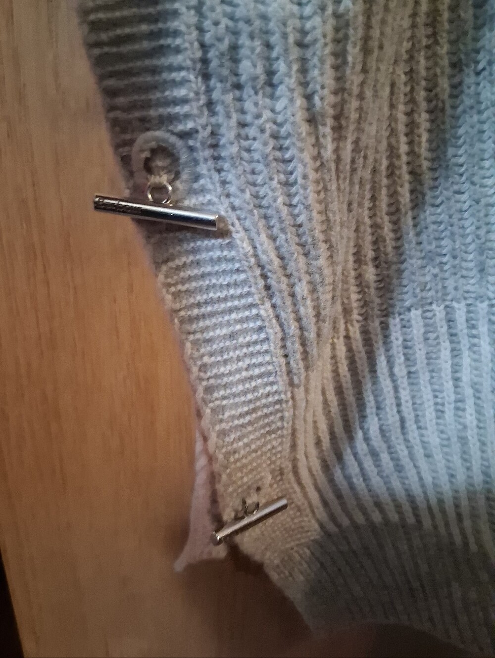 Barbour Gray Ribbed Cowl Neck Poncho Sweater, Wool Blend, Small - Picture 4 of 9
